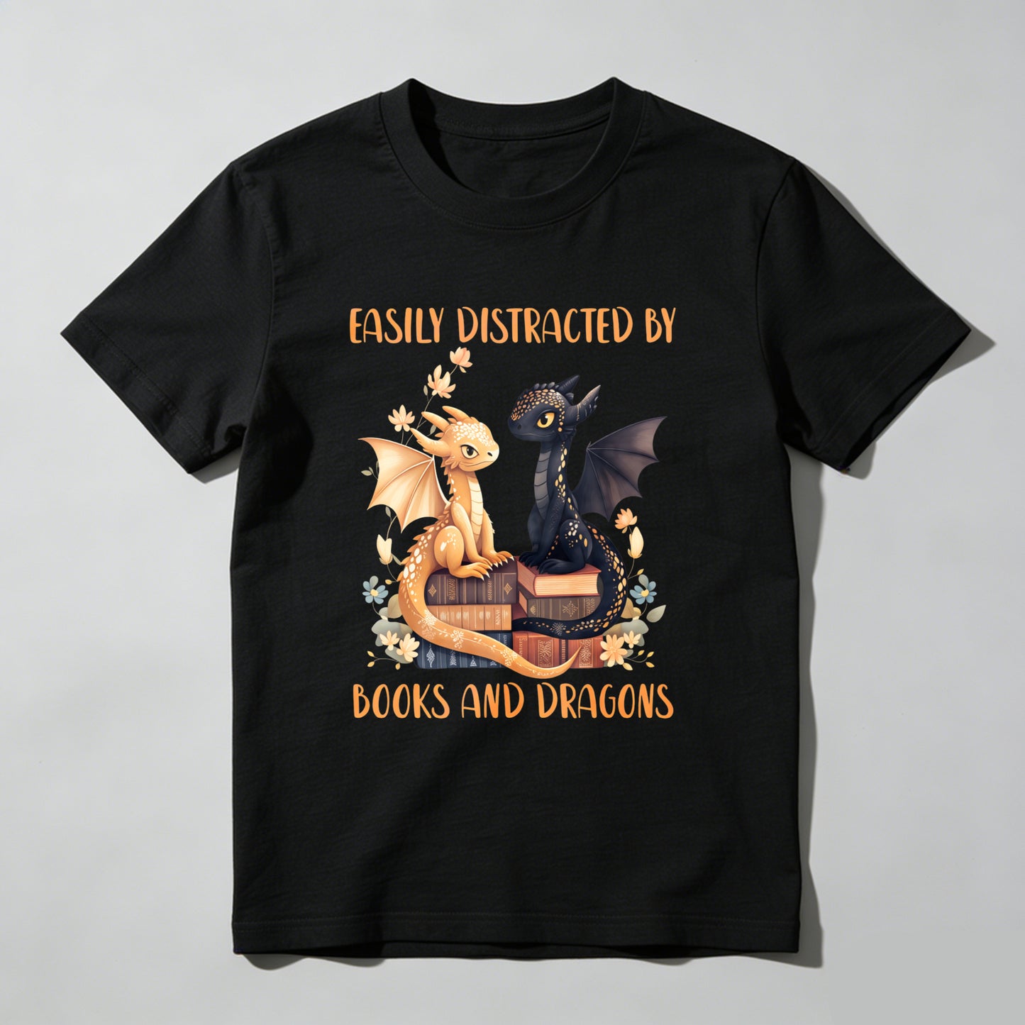 Wardrobecart Easily Distracted By Books And Dragons Unisex Classic T-shirt