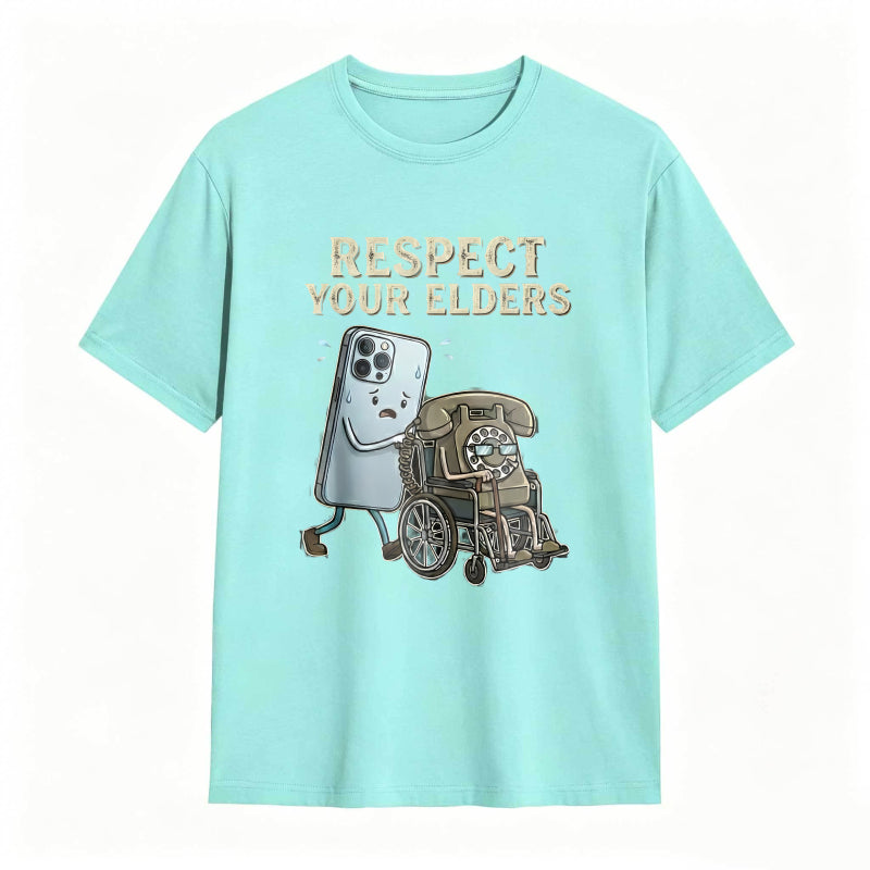 Respect Your Elders Gadget Evolution Humor Graphic Tee