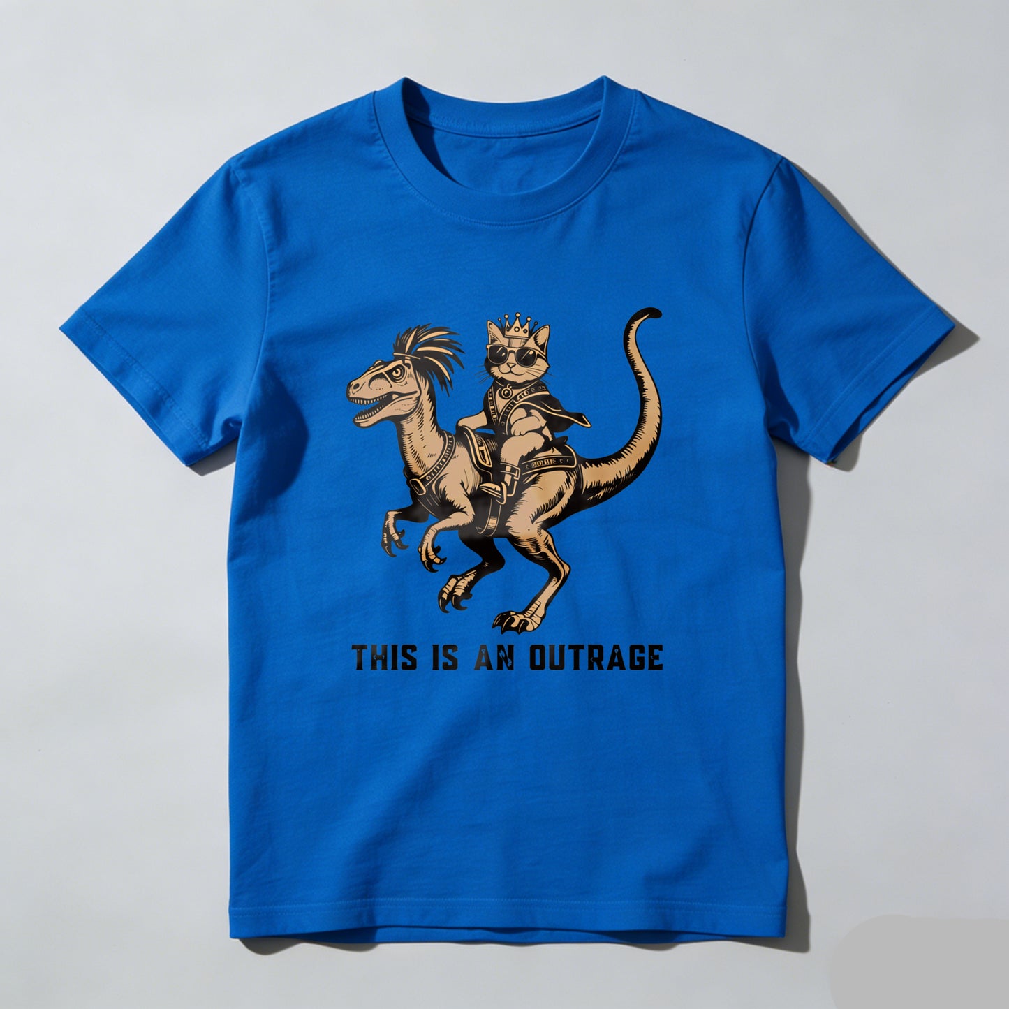Wardrobecart Cat Riding Dinosaur With Crown And Sword Unisex Classic T-shirt