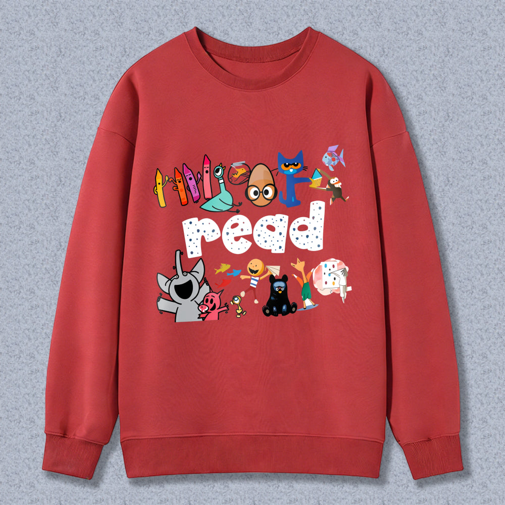 Wardrobecart Cartoon Characters And Colorful Letters Unisex Classic Sweatshirt