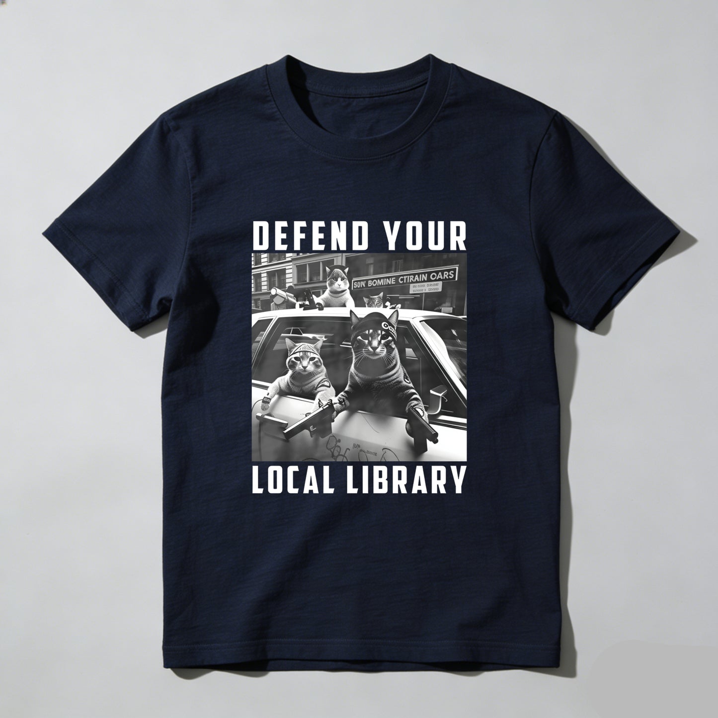 Wardrobecart Defend Your Local Library Cats With Guns Unisex Classic T-shirt