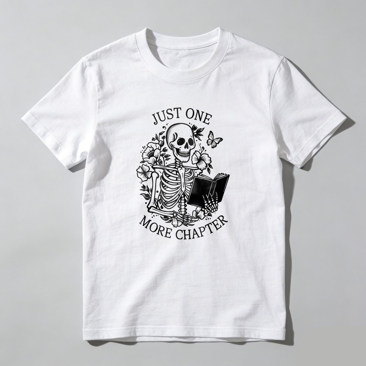 Wardrobecart Just One More Chapter Skeleton Reading Book Unisex Classic T-shirt