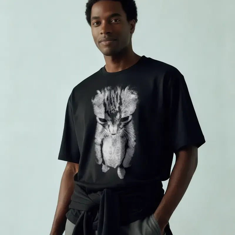 100% Cotton Unisex Sad Meme Cat Funny T-shirt
